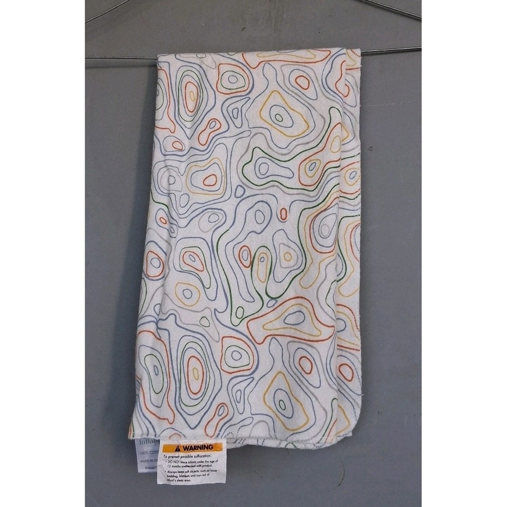 Baby Flannel Receiving Blankets Abstract Rainbow Swirl Lot Of 2 VGUC